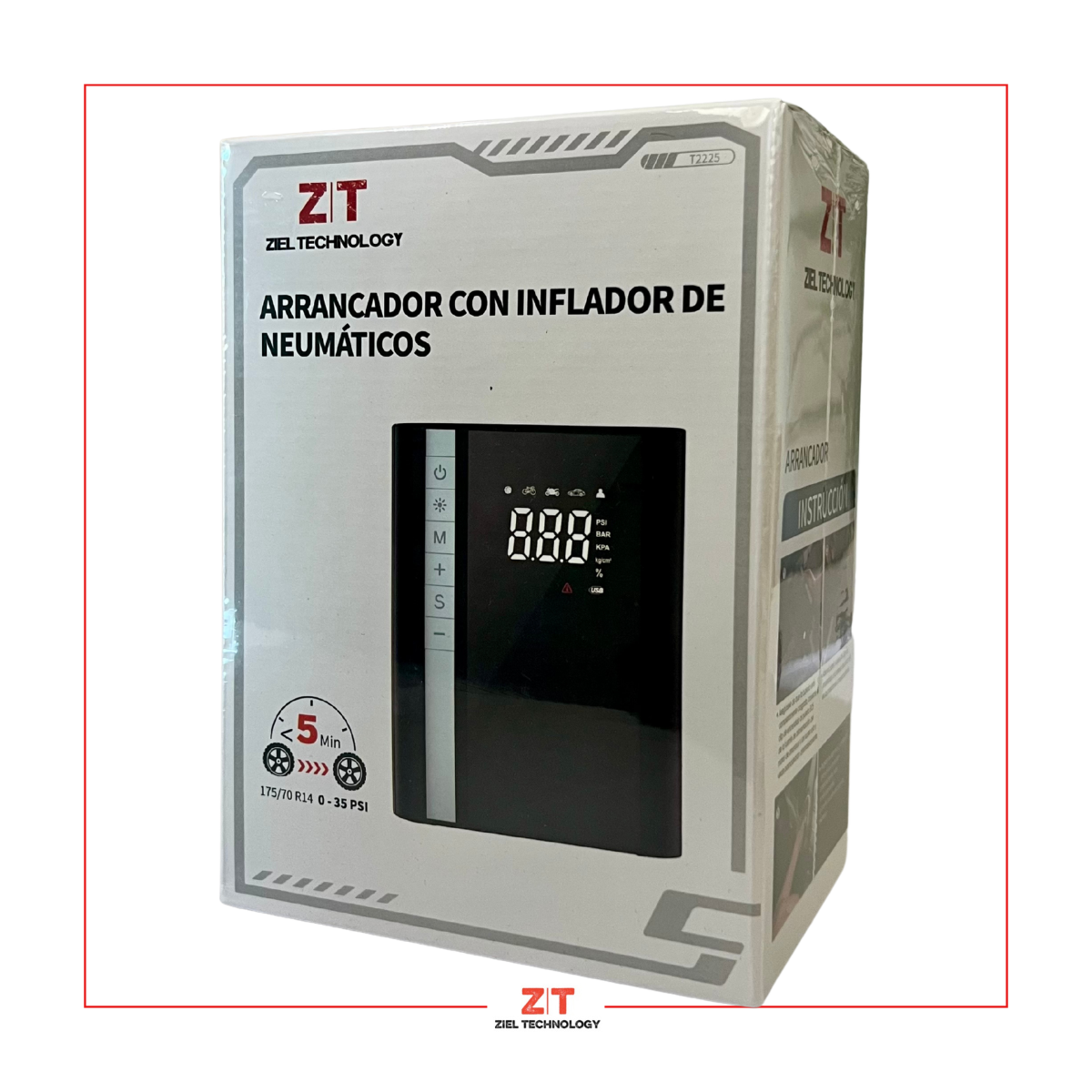 Arrancador Batería e Inflador Compresor Portátil - Ziel Technology - Imagen 3